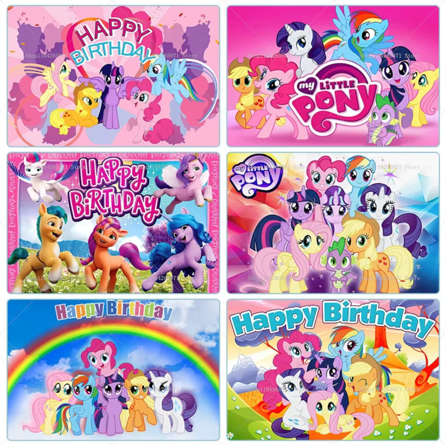Regenbogen-Einhorn und kleines Pony Party-Hintergrund für Mädchen, buntes Banner für Babypartys und Studio-Fotografie, B/H: 150 x 100 cm - Bild 2