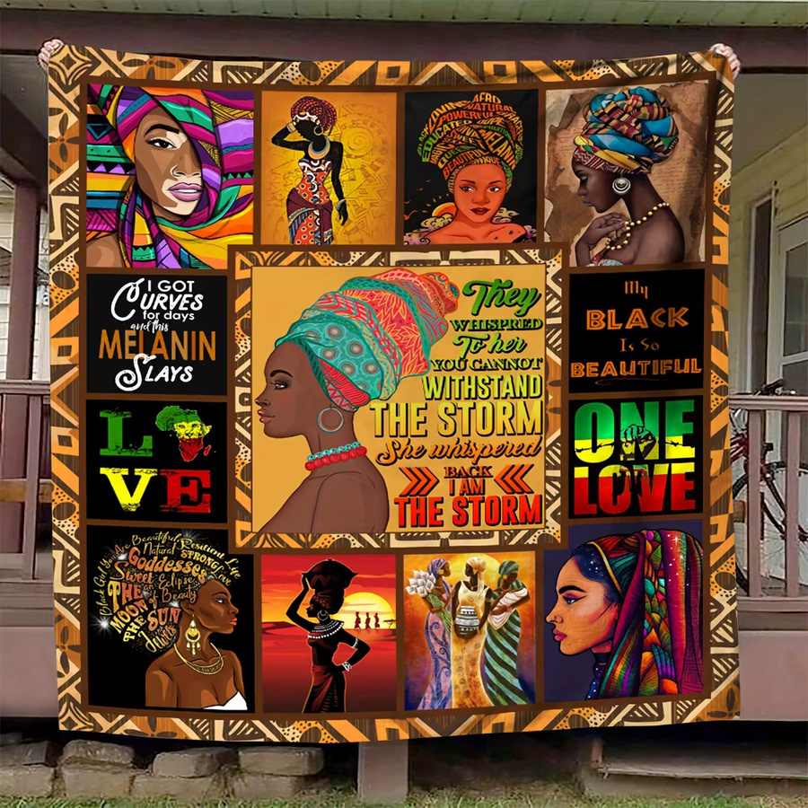 VIKAMA Wandteppich mit afrikanischem Kunstmuster und inspirierenden Zitaten, Multicolour, B/H: 90 x 75 cm - Bild 2