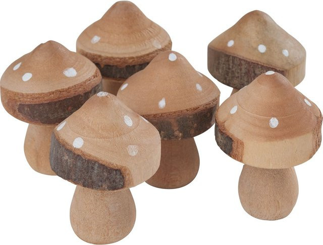 VBS Fliegenpilze aus Holz in Beige für herbstliche Tabletop-Dekoration im rustikalen Stil - Bild 1
