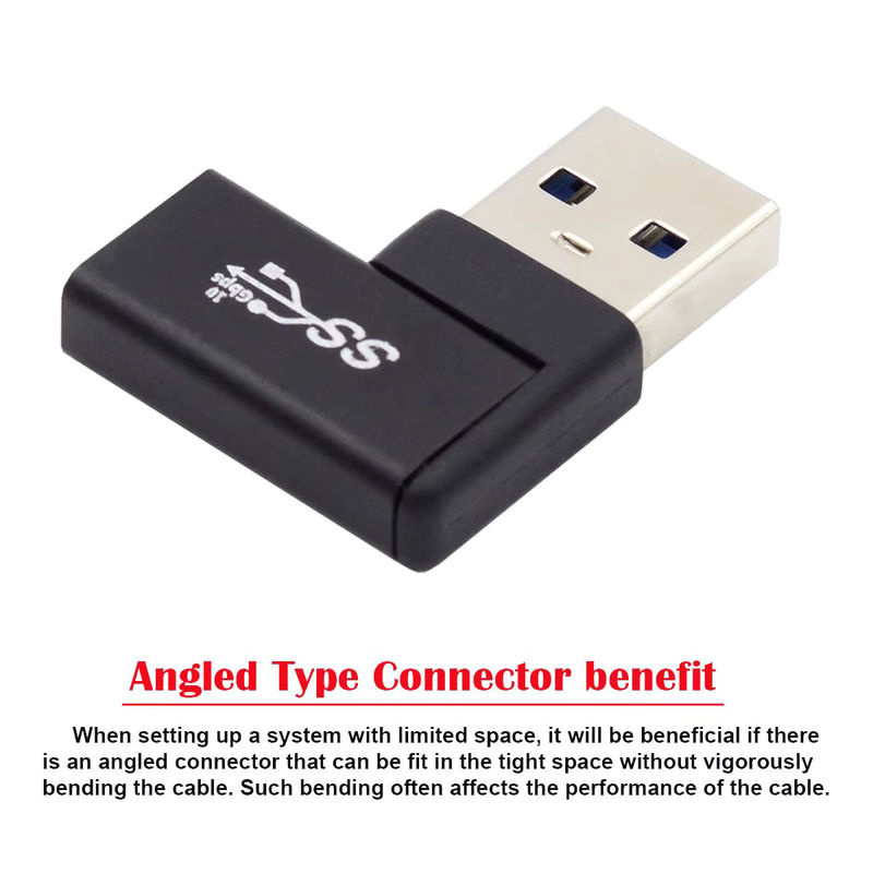 NNBILI USB-A auf USB-C Adapter 90 Grad rechtwinklig, USB 3.0 3.1 mit 10 Gbit/s Datenübertragung, Schwarz - Bild 4
