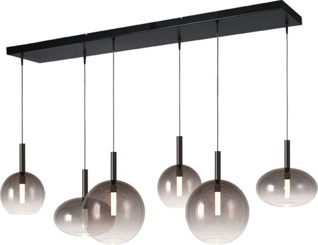 Masterlight Lido LED-Pendelleuchte 6-flammig in Schwarz mit Glas in Rauch und Transparent, dimmbar und höhenverstellbar - Bild 1