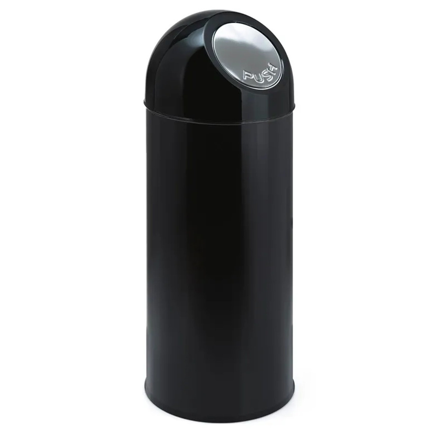 PROREGAL Klassischer Abfallbehälter mit Pushdeckel aus Metall, Schwarz, H x B x T: 84 x 31 x 31 cm - Bild 2