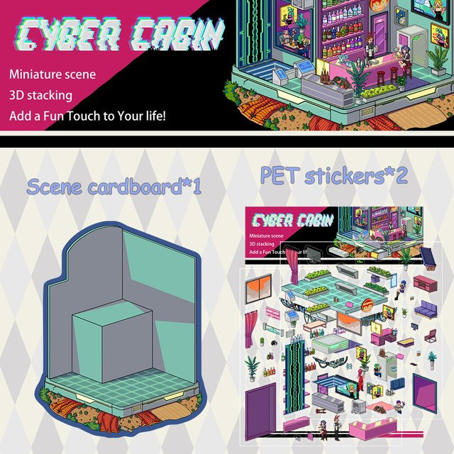 Far to Near Cyber Hut Miniaturlandschaft, 3D-Dekompressionsaufkleber - Bild 1