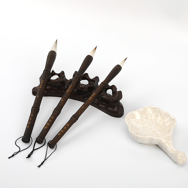 Artsecret 3-teiliges Kalligraphie-Pinsel-Set aus Ziegenhaar in Braun für Aquarell und Tinte - Bild 1