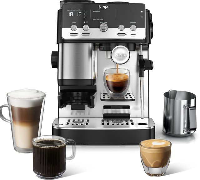 Ninja Luxe Café MINI Siebträger-Espressomaschine in Schwarz mit integrierter Waage und Edelstahlgehäuse - Bild 1