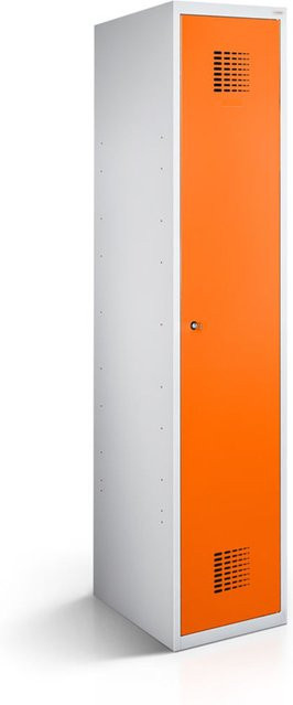rotstahl Kleiderspind mit 1 Tür in Orange und lichtgrauem Korpus, B/T/H: 30 x 50 x 180 cm - Bild 1
