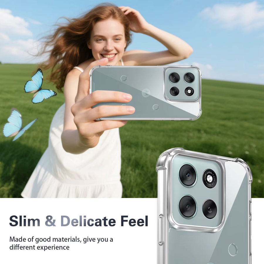 Motorola Thinkphone 25 5G Hülle, stoßfeste Silikon-Stoßstange mit Luftkissen, transparent matt, Rückseite mit Hartschale - Bild 2