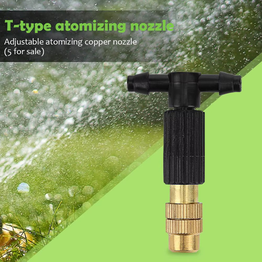 Mikro-Tropfbewässerung Nebel-Düse aus Messing in Gold mit T-Stück-Anschluss und Widerhaken für deinen Garten - Bild 2