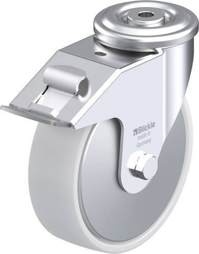 Blickle Lenkrolle LER-PO 160R-FI-FA mit Feststeller in Silber und Weiß, Tragfähigkeit: 300 kg, Rad-Durchmesser: 160 mm - Bild 1