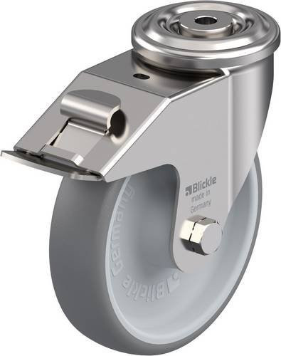 Blickle LEXR-TPA 160XR-FI Lenkrolle mit Feststeller aus Edelstahl in Grau und Silber, Rad-Durchmesser: 160 mm, Tragfähigkeit: 200 kg - Bild 1