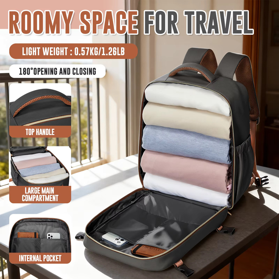 Fewchor Vakuumrucksack als komprimierte Aufbewahrungstasche für Kleidung, Handgepäck-Laptop-Rucksack für Ryanair-Reisen, B/H/T: 40 x 30 x 30 cm - Bild 2