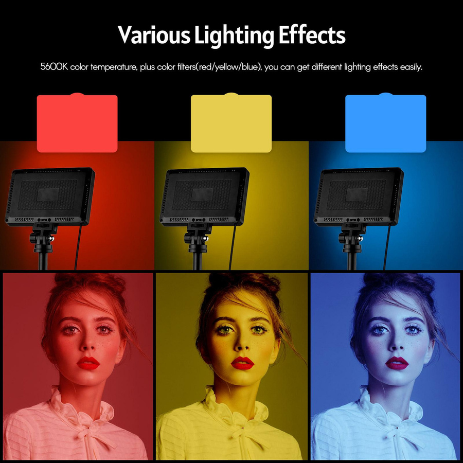 Andoer USB Video Konferenz Beleuchtung Kit mit 3 dimmbaren LED Tischleuchten 5600K in Schwarz - Bild 8