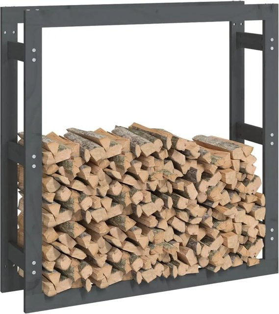 vidaXL Kaminholzregal aus Kiefer Massivholz in Grau, B/T/H: 100 x 25 x 100 cm - Bild 1