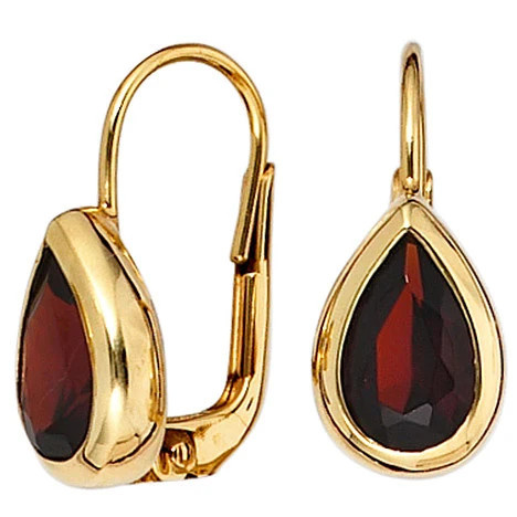 Colfem Ohrringe, 375 Gelbgold, Granat, rot - Bild 1