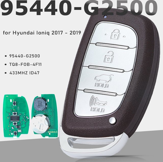 KEYECU Smart Remote Key TQ8-FOB-4F11 für Hyundai Ioniq 2019-2021, 433,92 MHz ID47, 4 Tasten, Schwarz - Bild 1