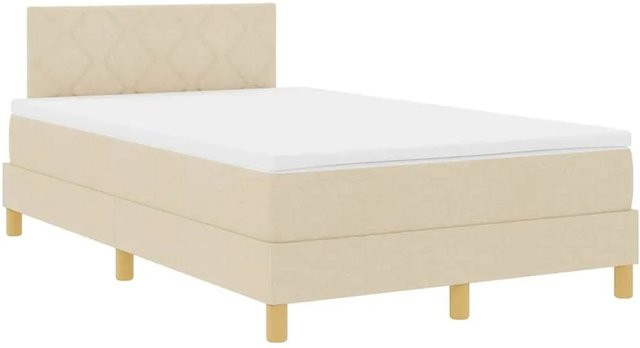 vidaXL Boxspringbett mit Matratze in Beige, Hybrid-Design mit Taschenfederkern, B/T: 120 x 193 cm - Bild 1