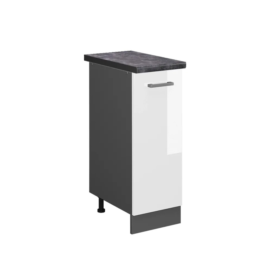 Vicco Apothekerschrank R-Line Weiß Hochglanz und Anthrazit mit Scharniertüren, B/T/H: 30,0 x 60,0 x 81,6 cm - Bild 2