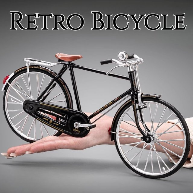 MAKEDA Retro Old Times Fahrrad, Diecast Modell, 1:6, Metall, Schwarz - Bild 1