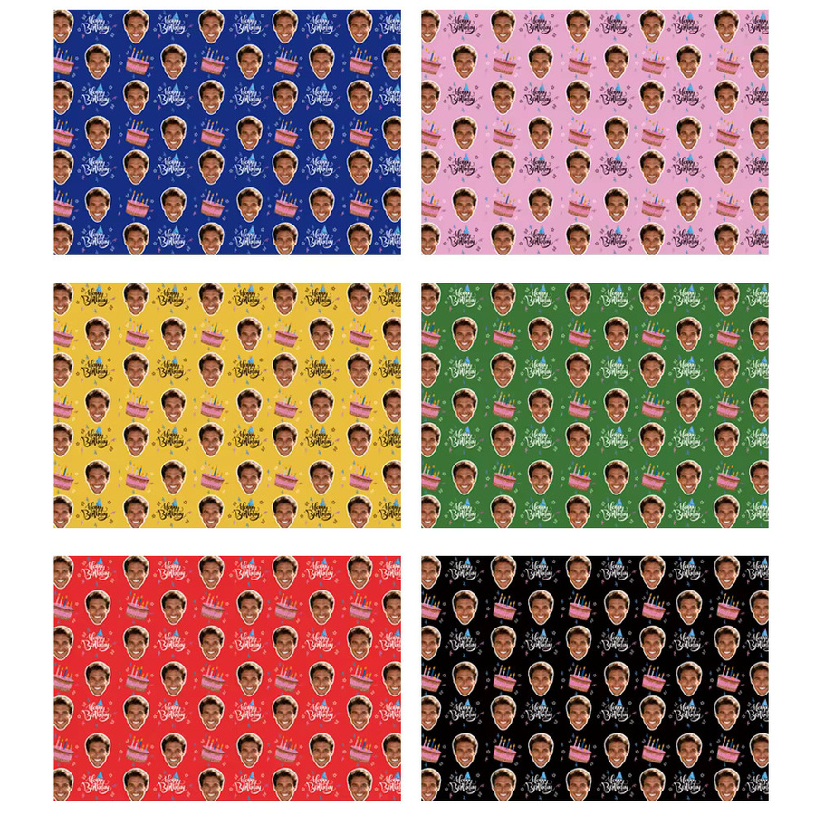 Joy-enlife Personalisierte Geburtstag Geschenkverpackung mit Foto Motiv, Buntes Geschenkpapier für Party Dekoration, 3 oder 6 Stück - Bild 4
