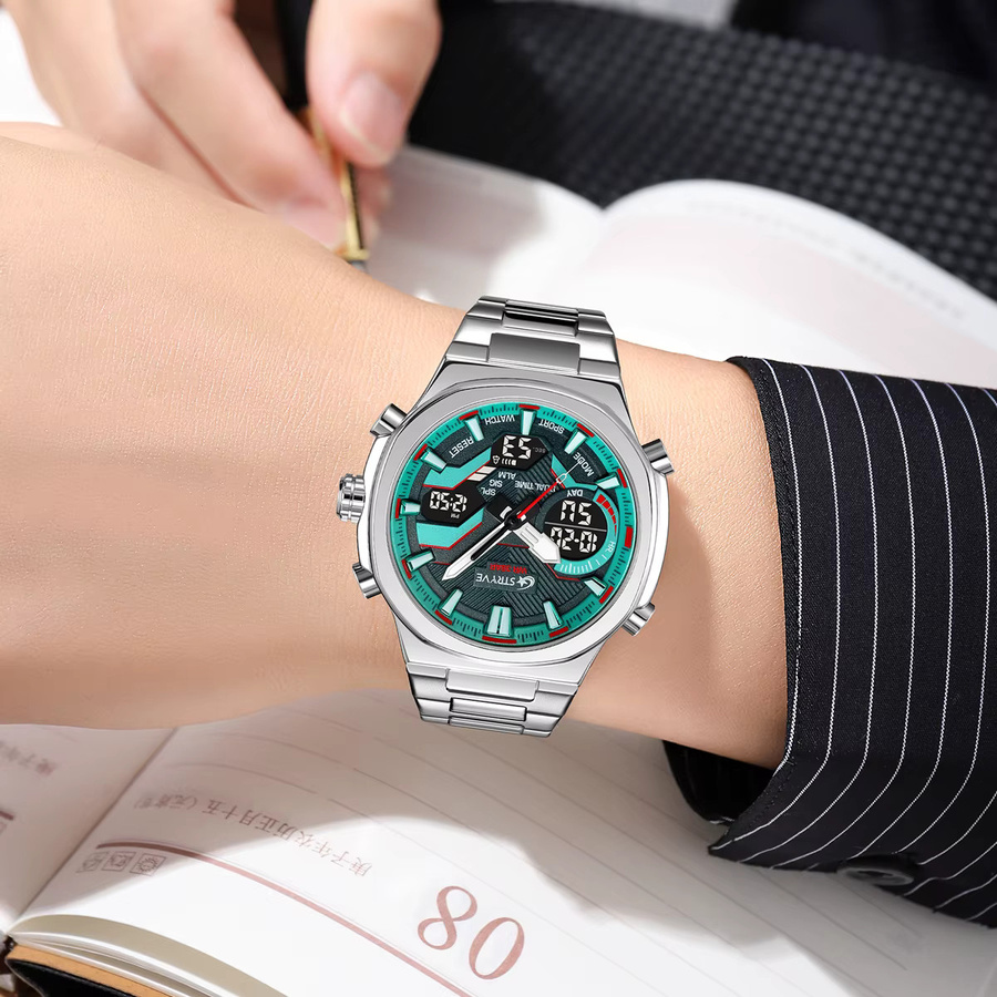 STRYVE Armbanduhr, Analog-Digital, Edelstahl, Silber, Herren - Bild 3