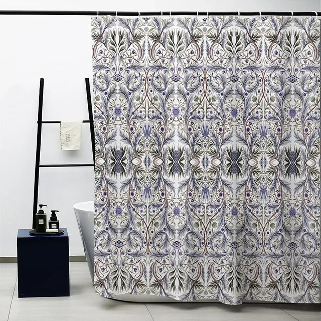 Baifenbai Home Furnishing Duschvorhang William Morris Art Nouveau in Grün, Waschbarer Stoff aus Polyester, B: 90 cm, H: 180 cm - Bild 1