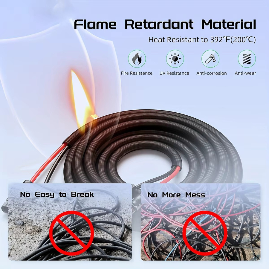 JMUYTOP Solarpanel-Verlängerungskabel 14 AWG in Schwarz mit flammhemmender Hülse für tragbare Kraftwerke von Jakery, Renogy oder EcoFLOW - Bild 4