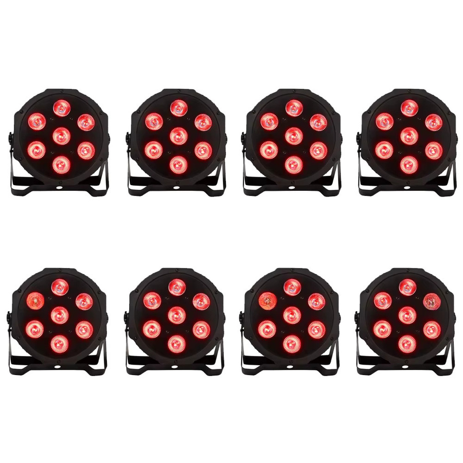 8er Set SHEHDS Flache LED Par Bühnenlicht mit DMX Controller, RGBW/RGBWA UV, Schwarz - Bild 3