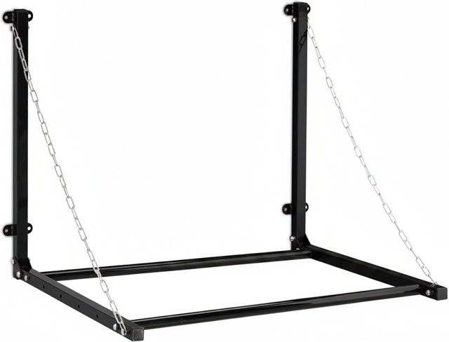 Relaxdays Reifenregal aus Stahl in Schwarz mit Teleskopstangen und Wandmontage, klappbar, B: 73 cm, H: 70,5 cm - Bild 1