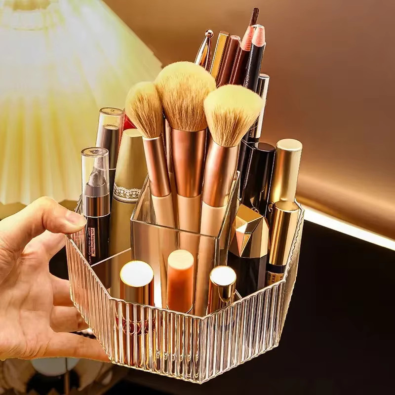 Rotierende Make-up Pinsel Aufbewahrungsbox aus transparentem Kunststoff für Lippenstift und Bürobedarf mit großer Kapazität - Bild 3