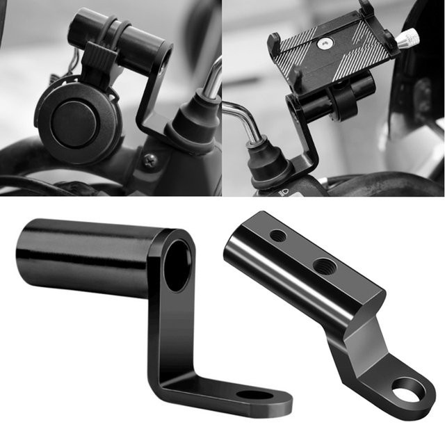 Universelle Motorrad Handyhalterung aus Aluminiumlegierung für Lenker oder Rückspiegel in Schwarz - Bild 1