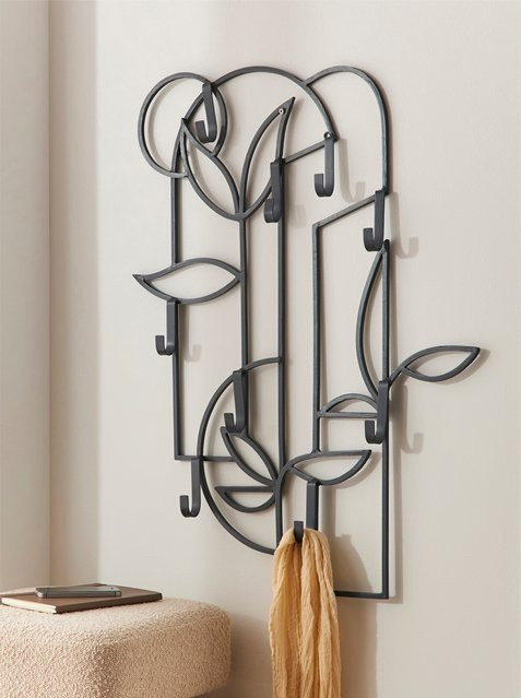 Moderne Wandgarderobe von Heine Home aus Metall in Schwarz oder Grau mit Haken für den Flur, B/H: 60 x 78 cm - Bild 1