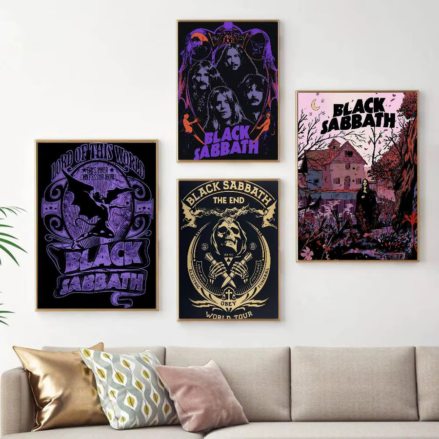Vintage Poster Black Sabbath Singer Classic Wandkunst aus weißem Kraftpapier in Schwarz und Weiß - Bild 2