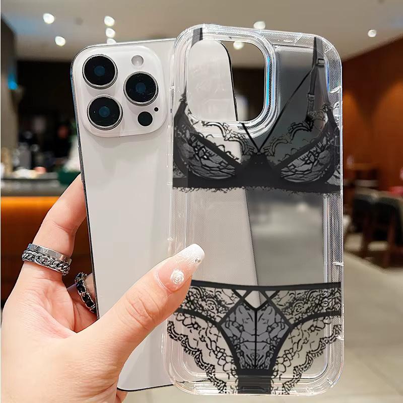Transparente Handyhülle mit Spitzen-Design für Apple iPhone Modelle, Soft Clear Cover - Bild 5