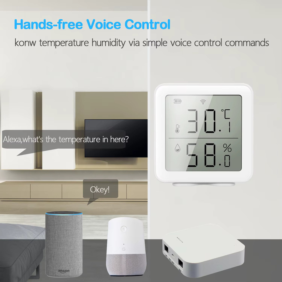 Tuya Smart WIFI Temperatur- und Feuchtigkeitssensor mit LCD-Display in Weiß - Bild 2