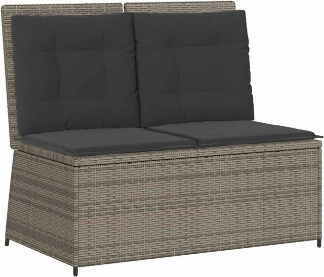 Furnicato Gartenbank aus grauem Poly-Rattan und pulverbeschichtetem Stahl für Garten und Terrasse, B/T/H: 220 x 52 x 95 cm - Bild 1