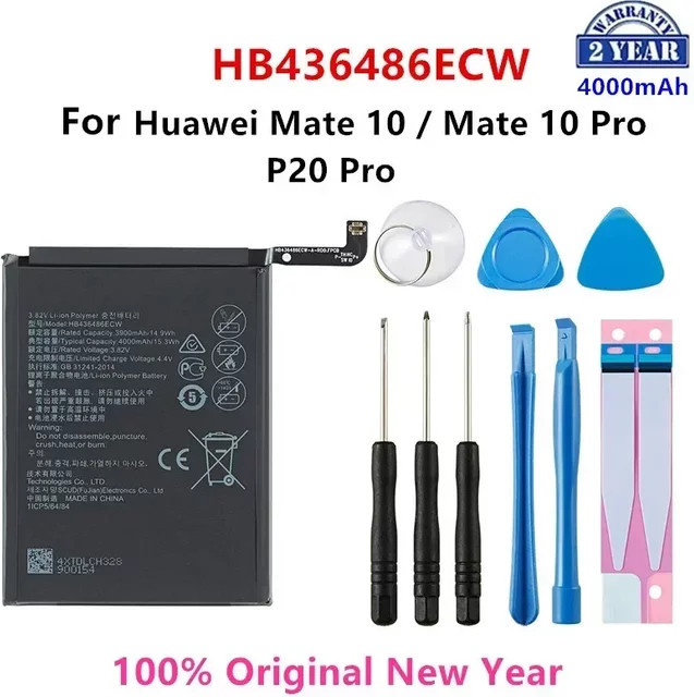 Huawei Ersatzakku HB436486ECW mit 4000mAh in Schwarz für Mate 10, Mate 10 Pro, P20 Pro (AL00, L09, L29, TL00) - Bild 1