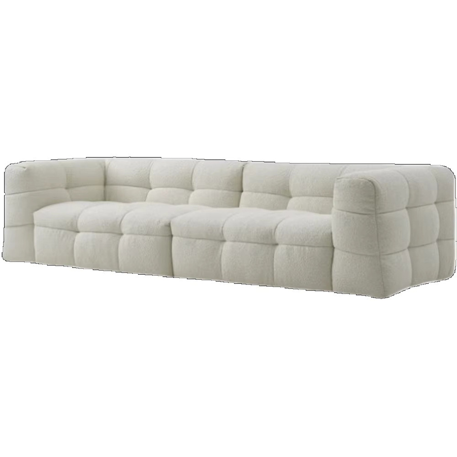 OVOZI Modulares Wohnzimmer-Sofa in Weiß mit Bouclé-Stoff und passenden Dekokissen im modernen Design - Bild 3
