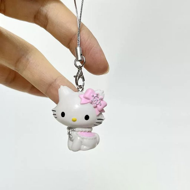 Sanrio Hello Kitty Elfen Schlüsselanhänger Kawaii Anime Figur in Weiß, Höhe: 4 cm - Bild 1