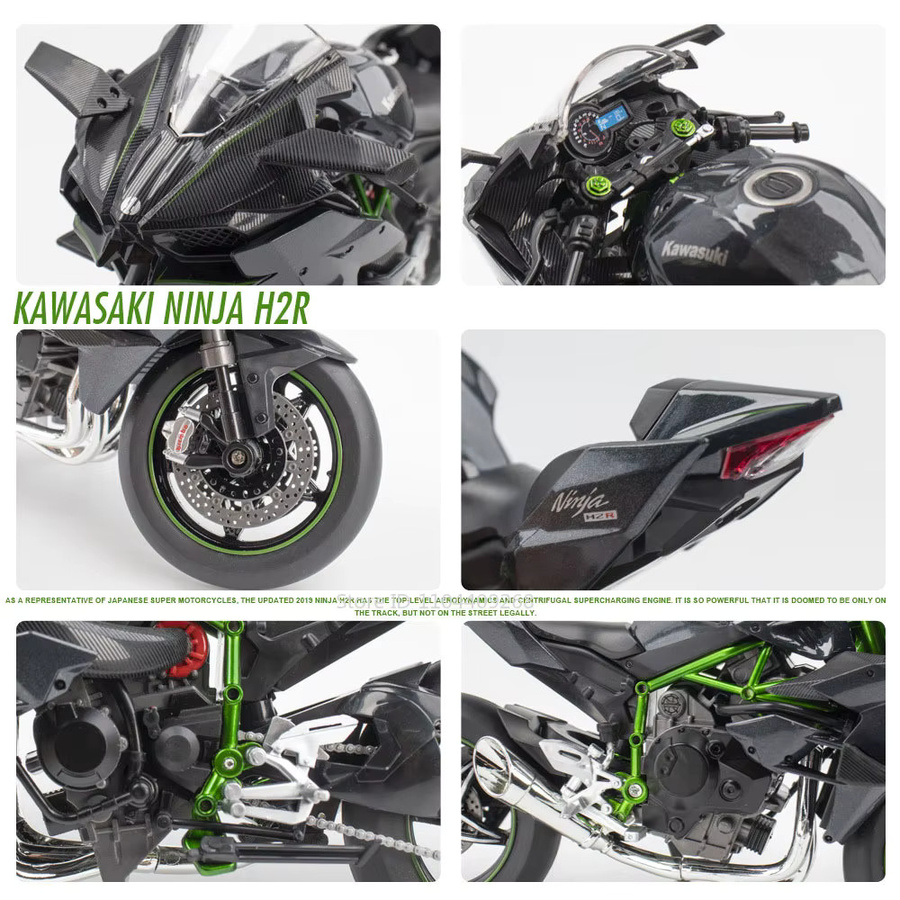 RMZ City Motorrad Modell Kawasaki H2R R1250 GS Diecast Metall Spielzeug in Schwarz - Bild 3