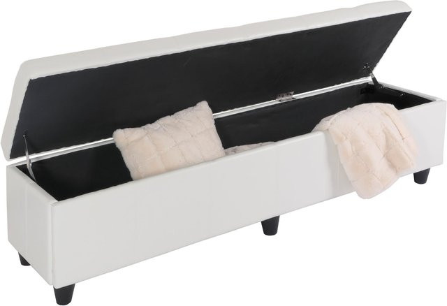 Sitzbank mit Aufbewahrung Arezzo XXL von MCW aus Leder in Weiß - Bild 1