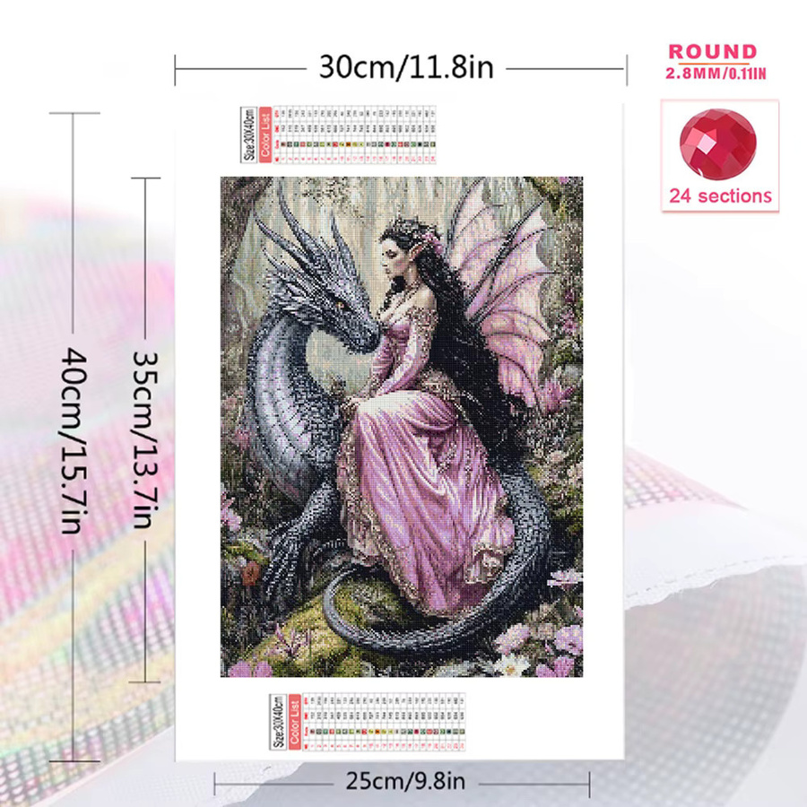 Momoart Diamant-Stickerei DIY Set mit Frauenporträt und Engel-Motiv in Multicolour, B/H: 30,0 x 20,0 cm - Bild 2