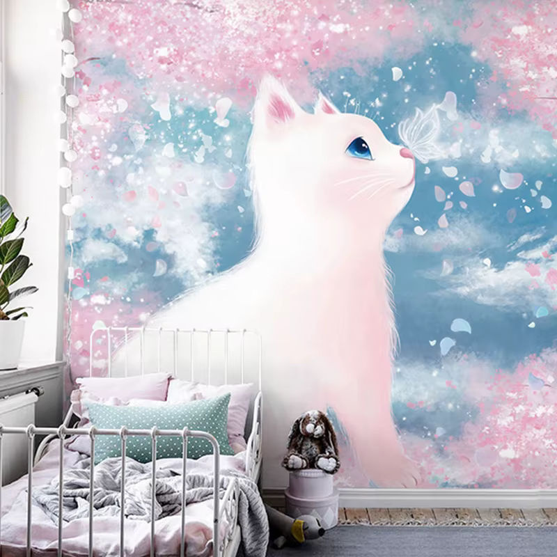 3D Tapete mit süßem Katzen-Motiv in Mehrfarbig für Kinderzimmer und Schlafzimmer - Bild 2
