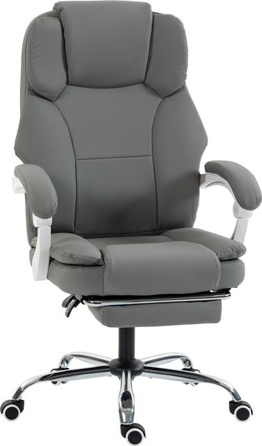 HOMCOM Ergonomischer Bürostuhl in Grau mit Fußstütze und haustierfreundlichem Kunstleder für Home-Office und Erwachsene - Bild 1