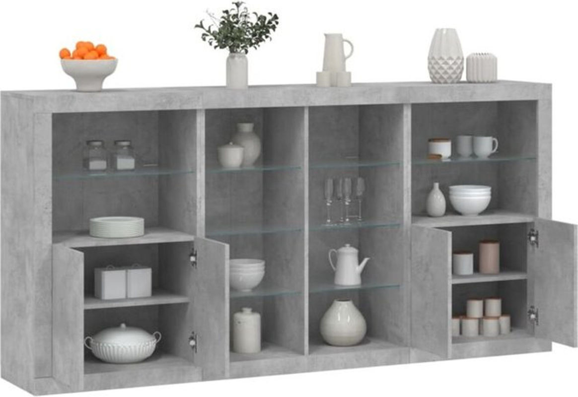 Modernes Sideboard mit LED-Leuchten von Vidaxl in Betongrau, B/T/H: 202 x 37 x 100 cm - Bild 1