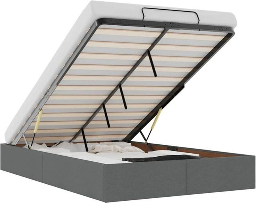 vidaxl Ottoman Polsterbett aus Stoff und Metall in Anthrazit Grau B/T/H: 120 x 190 x 23,5 cm ohne Matratze - Bild 1
