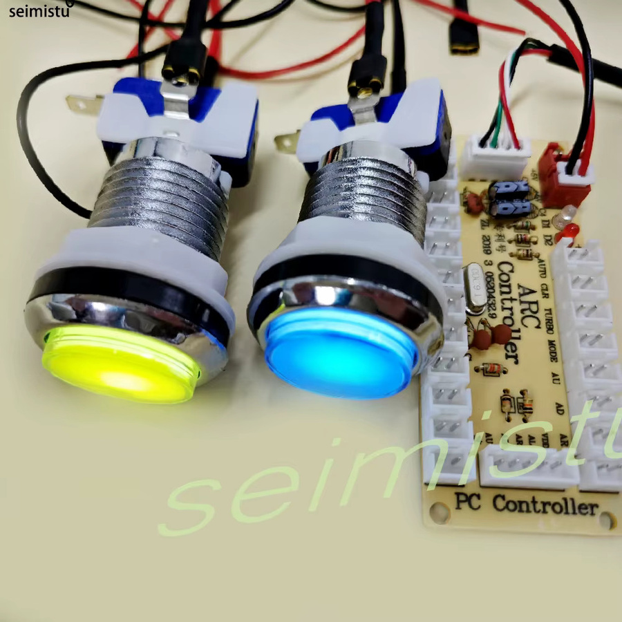 Seimistu DIY-Arcade-Spiel-Set für 2 Spieler mit Druckknopf-Joysticks im amerikanischen Stil, USB-Encoder-Kabel, grün/mehrfarbig, kompatibel mit PC und Raspberry Pi - Bild 3