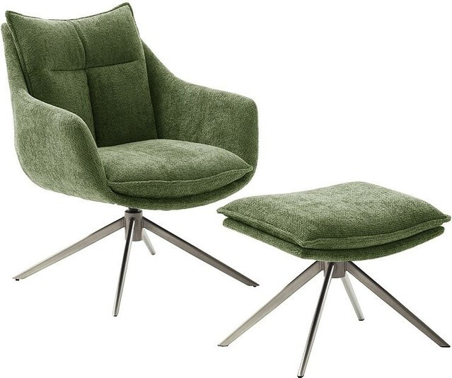 iNNoSeat by MCA + PARKER Drehstuhl mit Armlehnen in Edelstahl und Olive, B/T/H: 60 x 60 x 120 cm - Bild 1