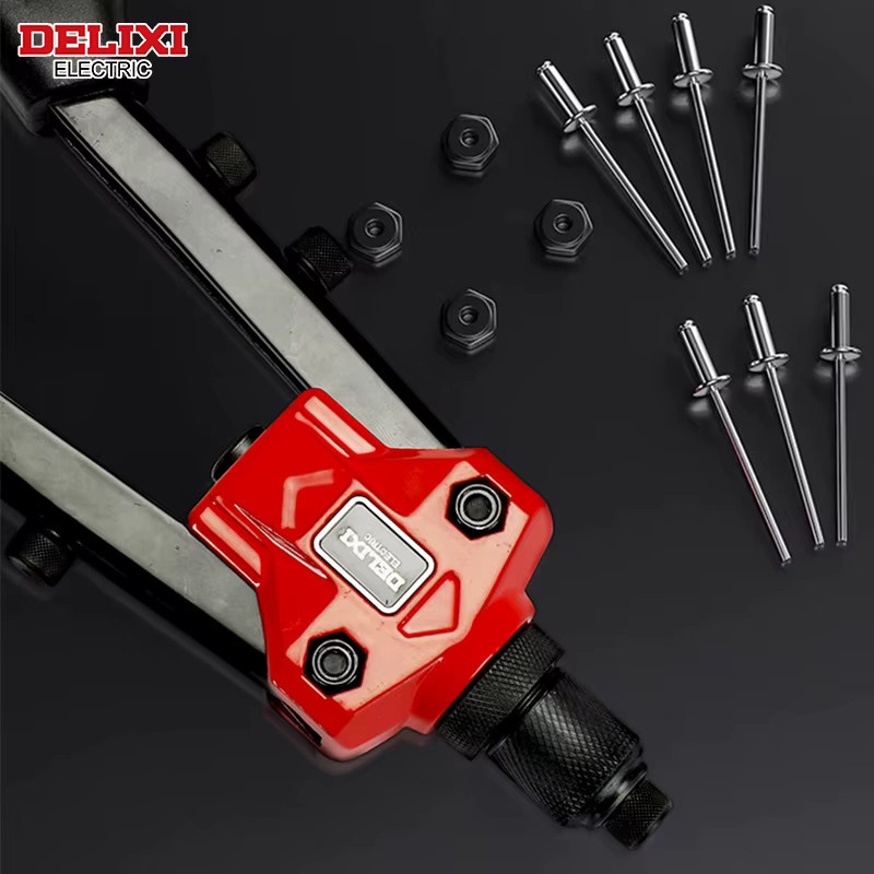 DELIXI ELECTRIC Hochleistungs-Handnietgerät in Rot für Metallbleche und Rohre - Bild 4