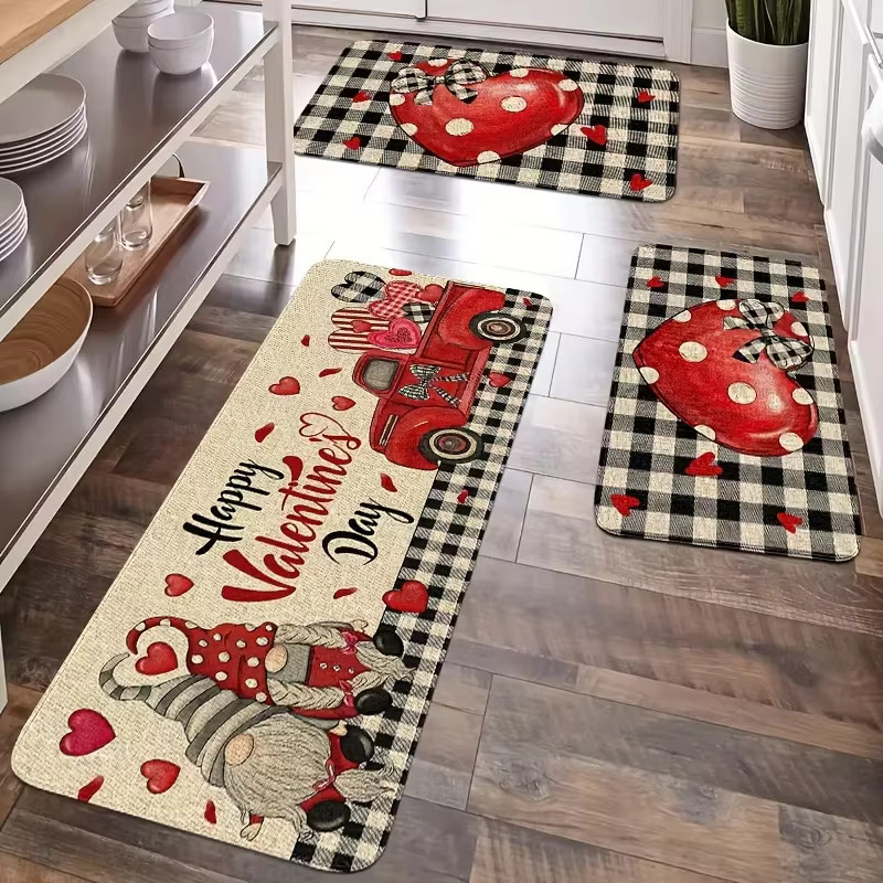 VIKAMA Dekorativer Teppich mit floralem Design in Rot für Wohnzimmer, Schlafzimmer, Küche oder Eingangsbereich - Bild 5
