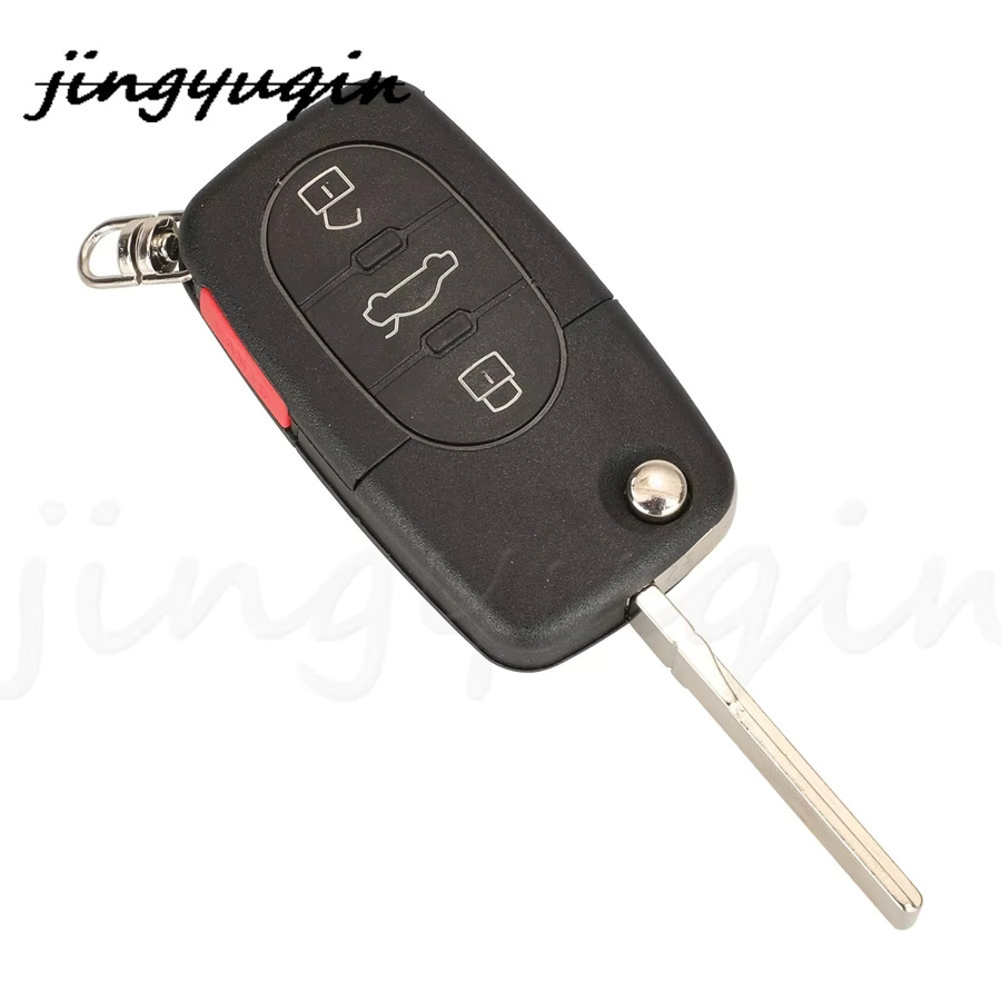 Jingyuqin Smart Remote Autoschlüssel Anhänger 433 MHz ID48 für Audi A3 A4 A6 A8 TT RS4 Quattro, Schwarz - Bild 2